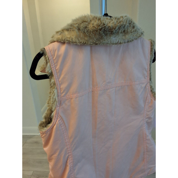 The Gap Size S Womens Pink With Beige Faux Fur With Pockets Reversible Vest - Picture 9 of 10